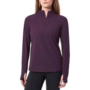 Mondetta Women's Active Ribbed 1/2 Zip Top, Purple Maroon , Size Med NWT